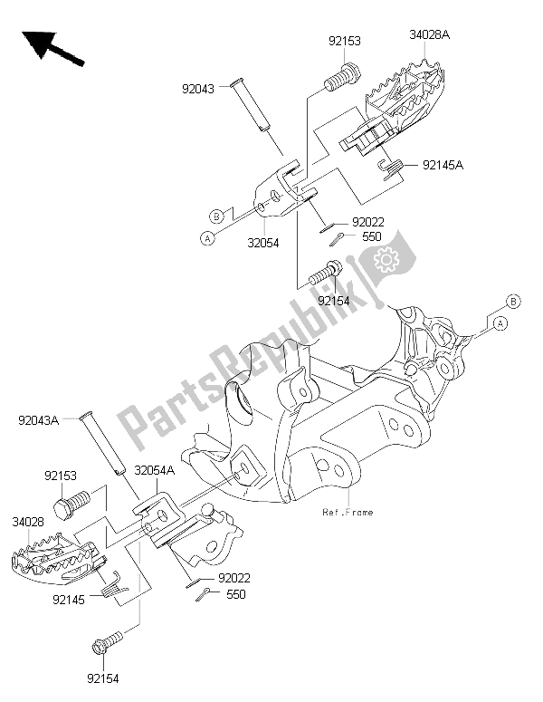 Tutte le parti per il Poggiapiedi del Kawasaki KLX 450R 2015