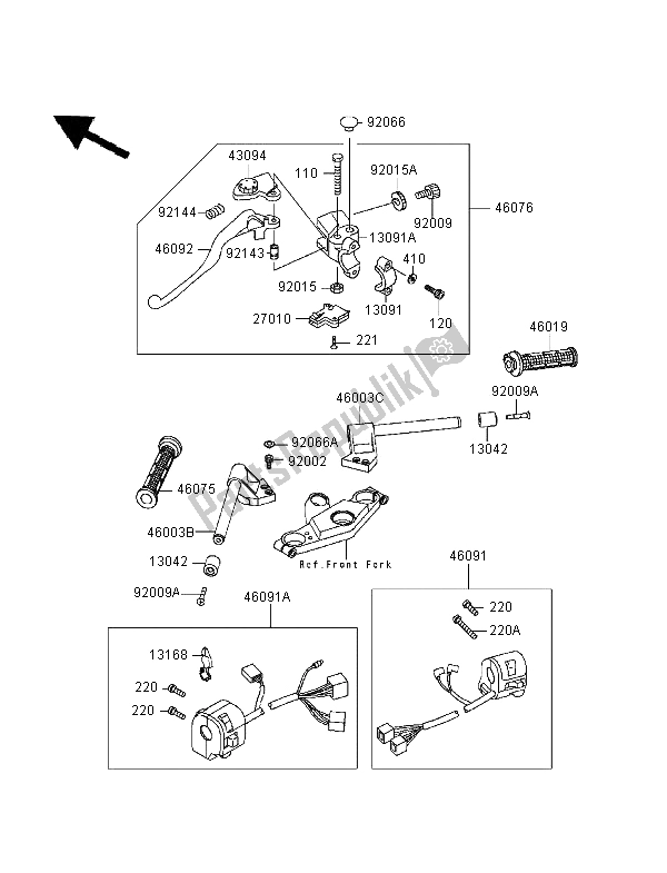 Toutes les pièces pour le Guidon du Kawasaki ZZR 600 1995