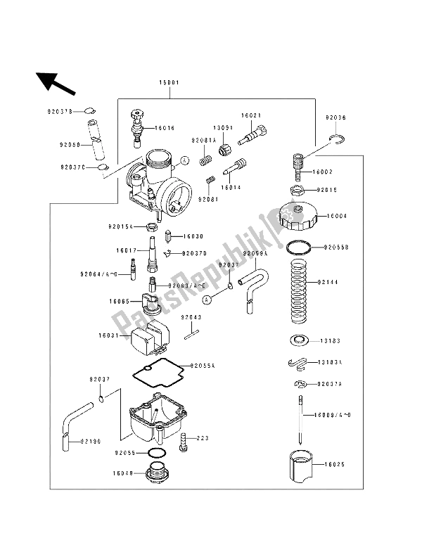 Tutte le parti per il Carburatore del Kawasaki KX 80 SW LW 1992