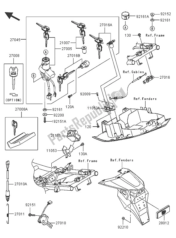 Todas as partes de Chave De Ignição do Kawasaki Z 750S 2005