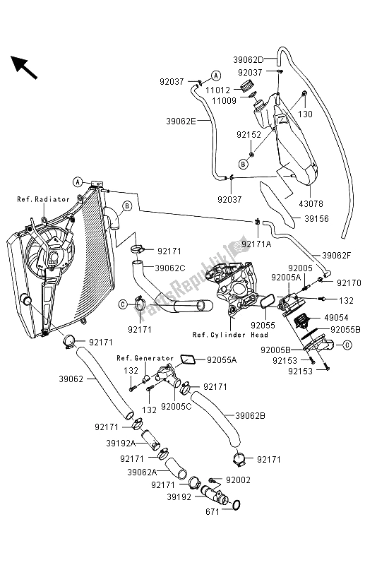 All parts for the Water Pipe of the Kawasaki Ninja ZX 10R ABS 1000 2013