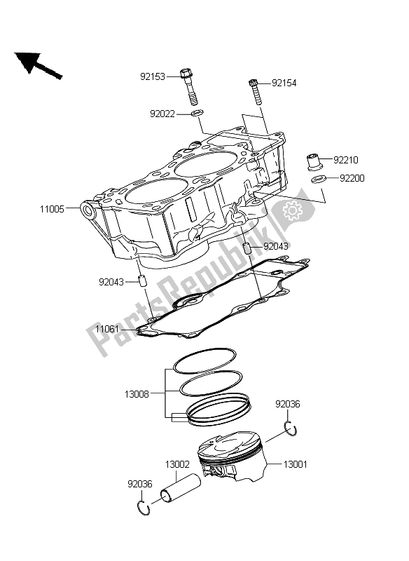 Tutte le parti per il Cilindro E Pistone del Kawasaki ER 6N 650 2009