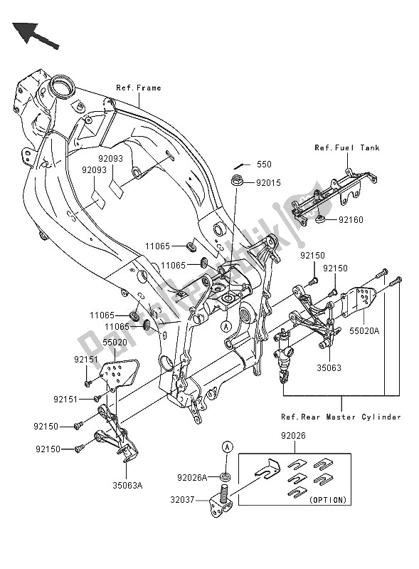 Toutes les pièces pour le Ferrures De Châssis (avant) du Kawasaki Ninja ZX 6R 600 2005