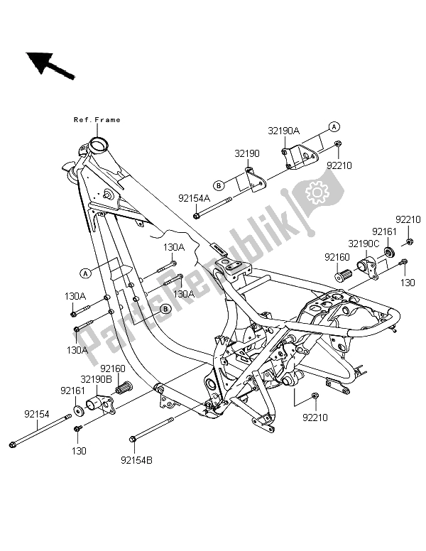 All parts for the Engine Mount of the Kawasaki W 800 2012