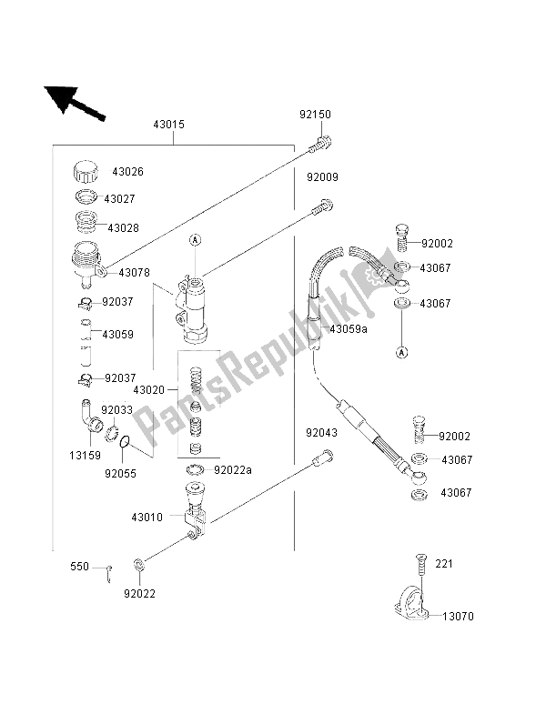 Toutes les pièces pour le Maître-cylindre Arrière du Kawasaki KX 500 2001