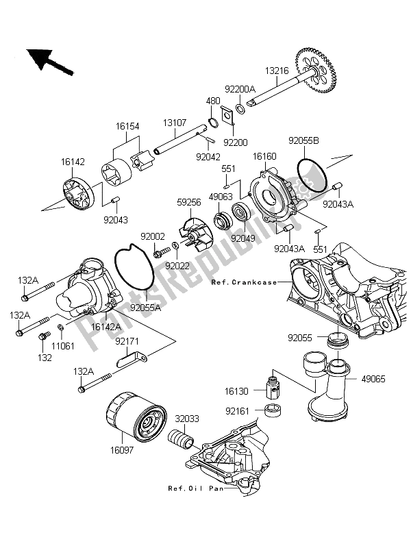 All parts for the Oil Pump of the Kawasaki Z 1000 SX 2011