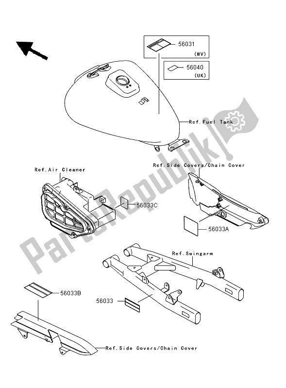 All parts for the Labels of the Kawasaki Eliminator 125 2007