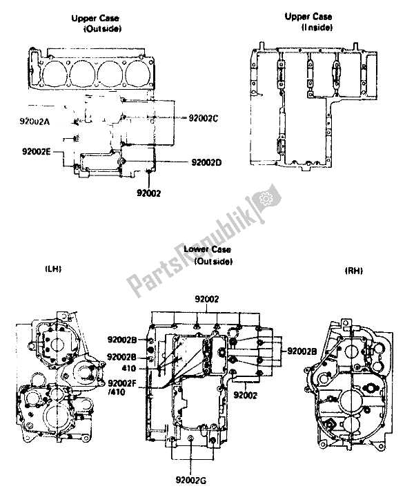 All parts for the Crankcase Bolt Pattern of the Kawasaki GPZ 750R 1985