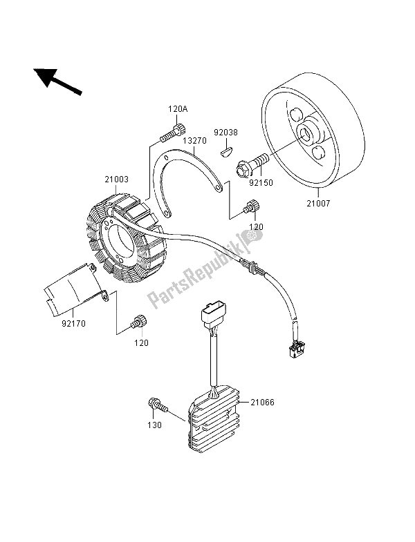 All parts for the Generator of the Kawasaki VN 800 Classic 1998
