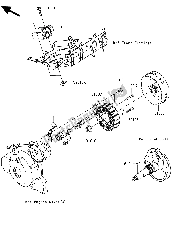 All parts for the Generator of the Kawasaki KFX 450R 2012
