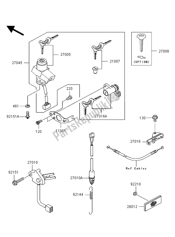 All parts for the Ignition Switch of the Kawasaki Ninja ZX 12R 1200 2002