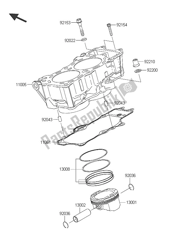 All parts for the Cylinder & Piston(s) of the Kawasaki Versys 650 ABS 2016