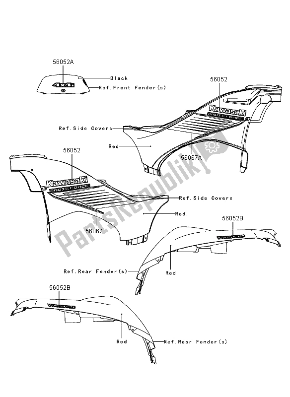 All parts for the Decals (red) (as) of the Kawasaki KVF 750 4X4 2006