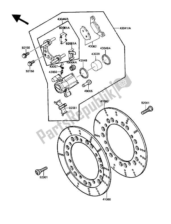 All parts for the Front Brake of the Kawasaki Voyager XII 1200 1991