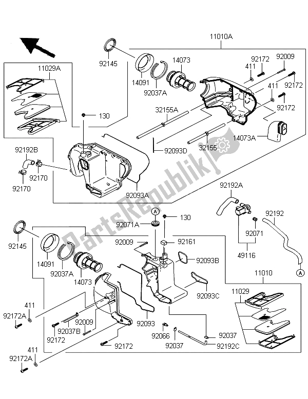 All parts for the Air Cleaner of the Kawasaki W 800 2012