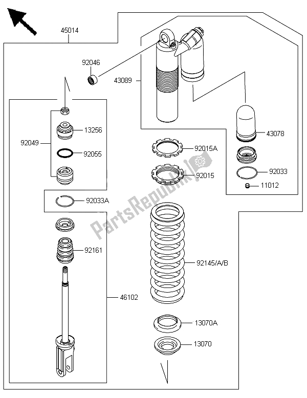 All parts for the Shock Absorber of the Kawasaki KLX 450 2013