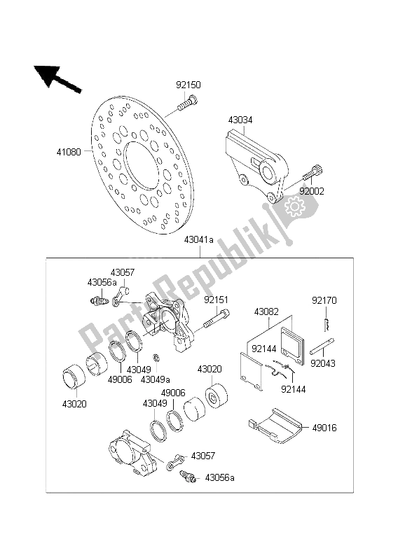 All parts for the Rear Brake of the Kawasaki Ninja ZX 7R 750 2001