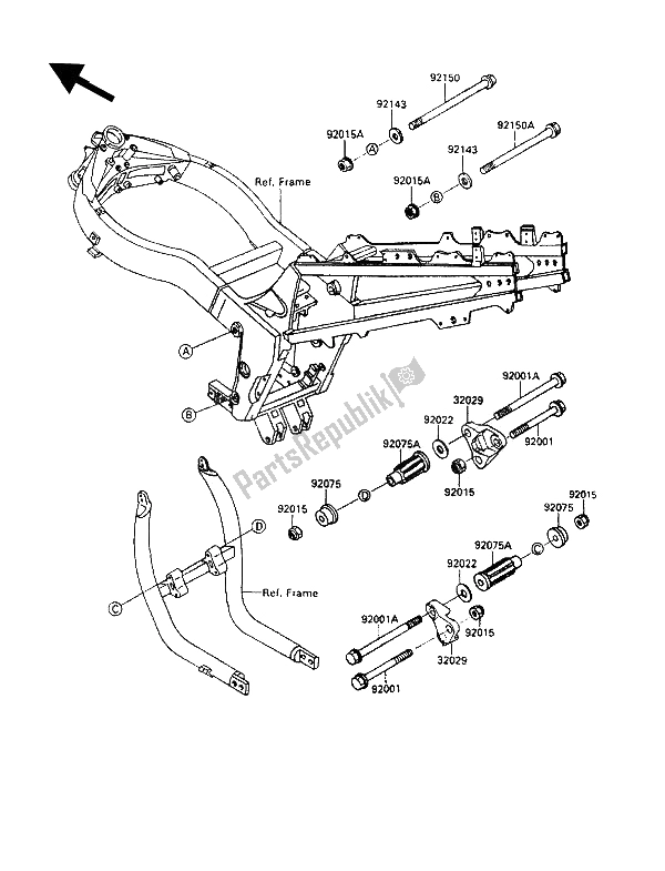 Todas las partes para Montaje Del Marco de Kawasaki ZZ R 1100 1992