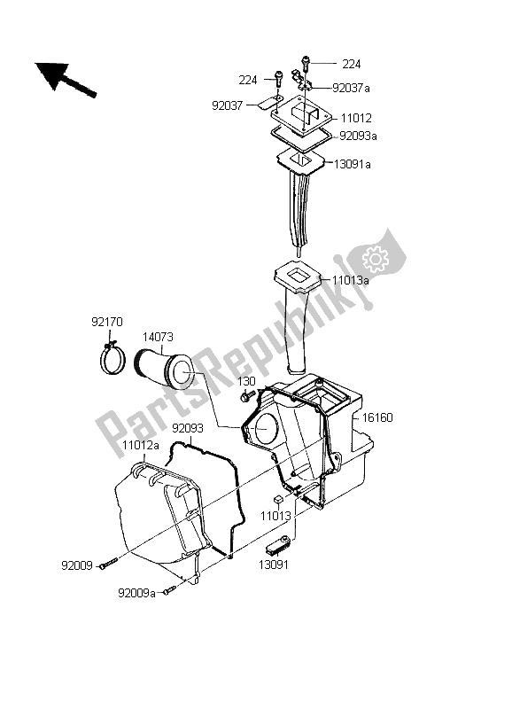 All parts for the Air Cleaner of the Kawasaki KMX 125 SW 1995