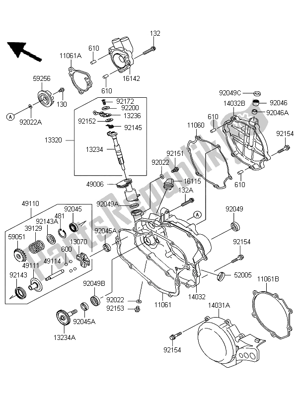 All parts for the Engine Cover of the Kawasaki KX 85 SW LW 2012