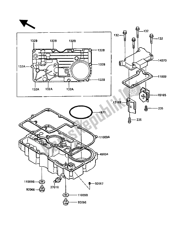 All parts for the Breather Cover & Oil Pan of the Kawasaki 1000 GTR 1988