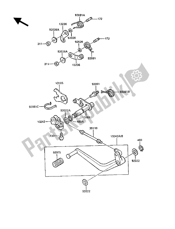 Tutte le parti per il Meccanismo Di Cambio Marcia del Kawasaki GPZ 900R 1987