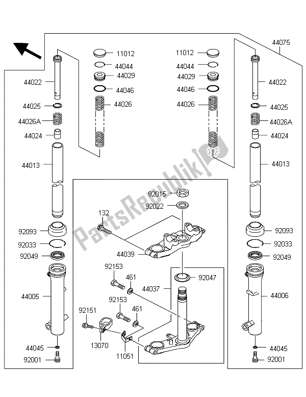 Todas las partes para Tenedor Frontal de Kawasaki KLX 110 2006