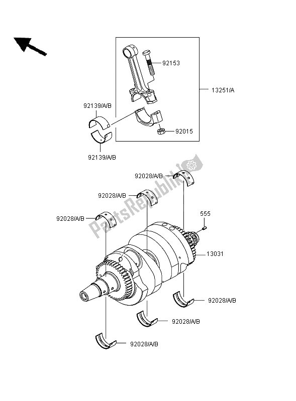 All parts for the Crankshaft of the Kawasaki Versys ABS 650 2009