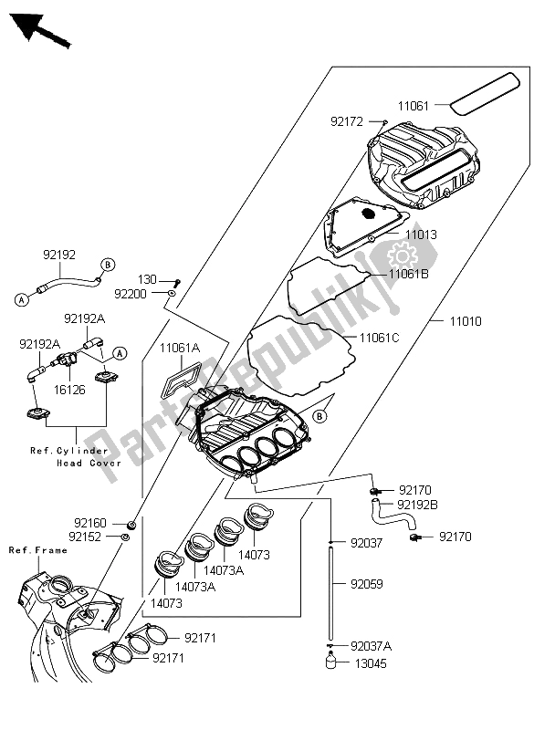 All parts for the Air Cleaner of the Kawasaki Ninja ZX 6R 600 2008