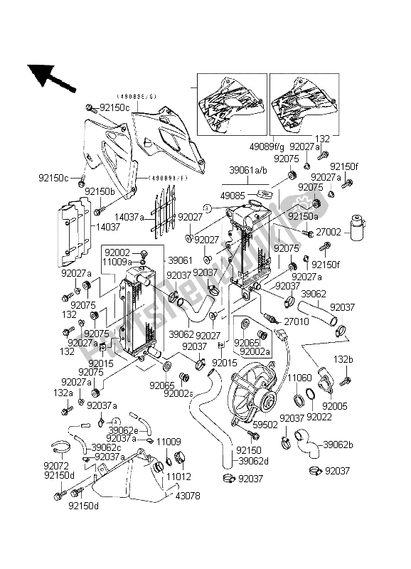 All parts for the Radiator of the Kawasaki KLX 650R 1995