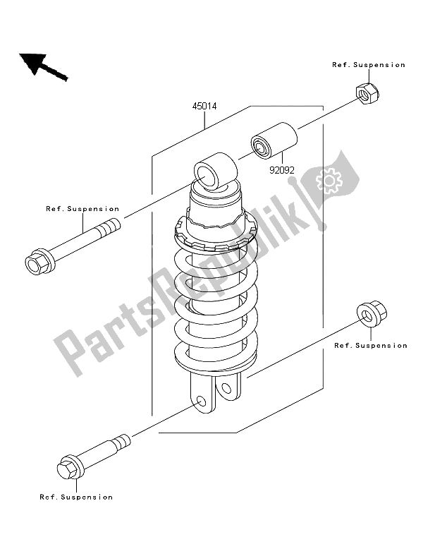 All parts for the Shock Absorber of the Kawasaki KLE 500 2006