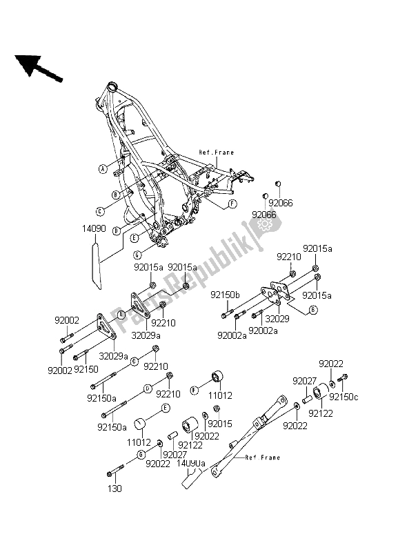 Tutte le parti per il Impostazioni Della Cornice del Kawasaki KDX 200 1995