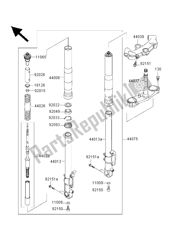 Todas las partes para Tenedor Frontal de Kawasaki Ninja ZX 12R 1200 2000