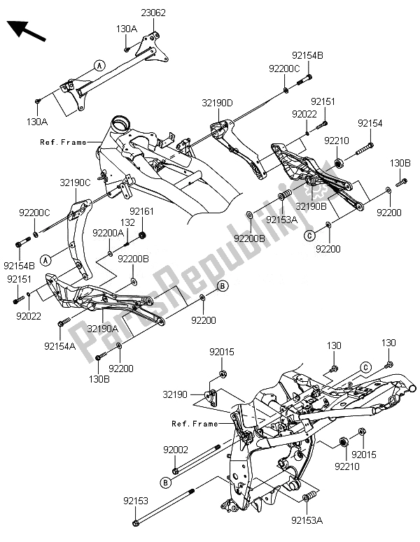 Toutes les pièces pour le Montage Moteur du Kawasaki Z 800 ABS BEF 2014