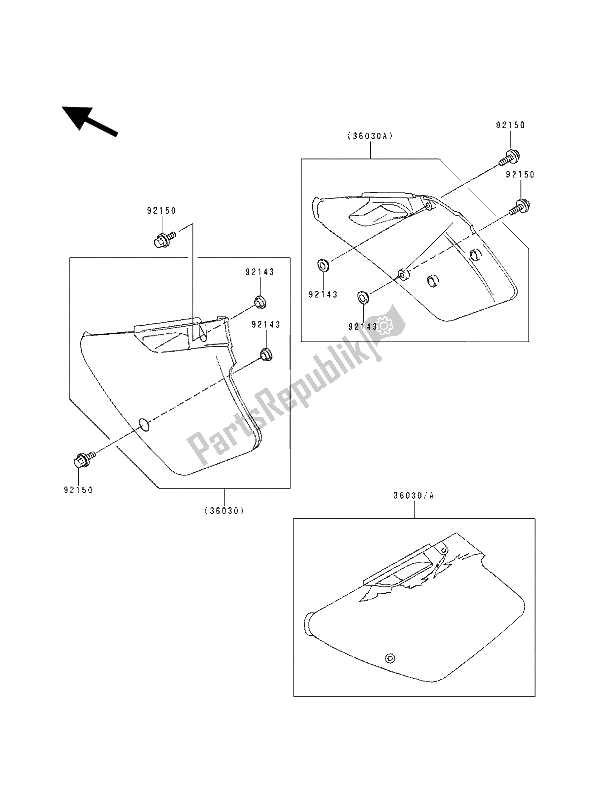 Todas las partes para Cubiertas Laterales de Kawasaki KX 250 1994