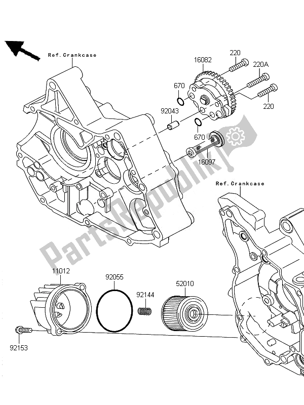 All parts for the Oil Pump of the Kawasaki KLX 110 2010