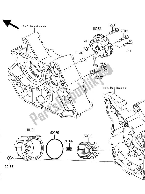 All parts for the Oil Pump of the Kawasaki KLX 110 2010