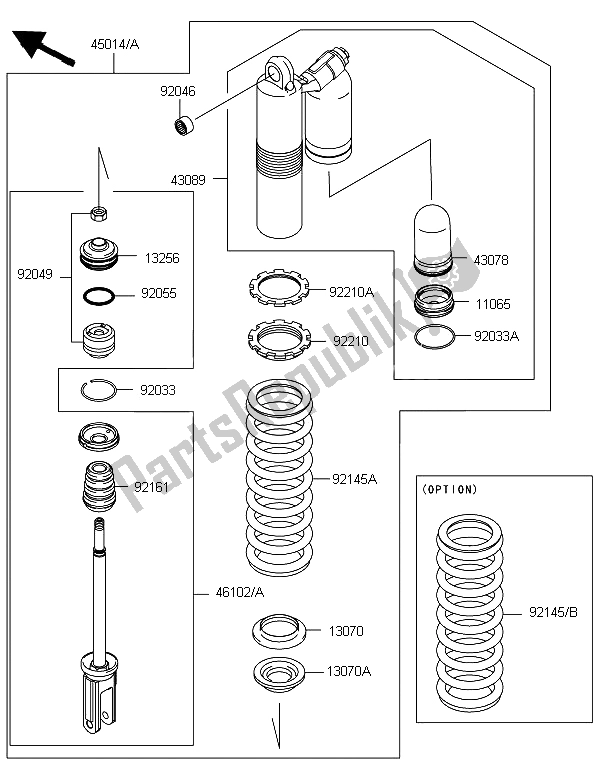 All parts for the Shock Absorber of the Kawasaki KX 450 2013