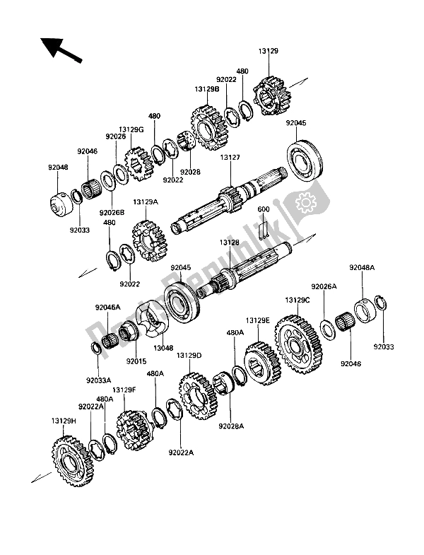 Toutes les pièces pour le Transmission du Kawasaki Voyager XII 1200 1989