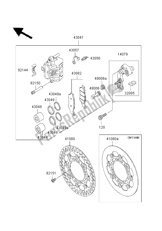 Wszystkie części do Przedni Hamulec Kawasaki KX 250 2003