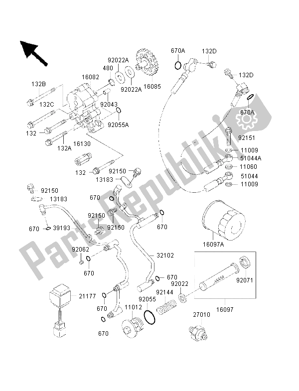 All parts for the Oil Pump of the Kawasaki VN 1500 Drifter 2001