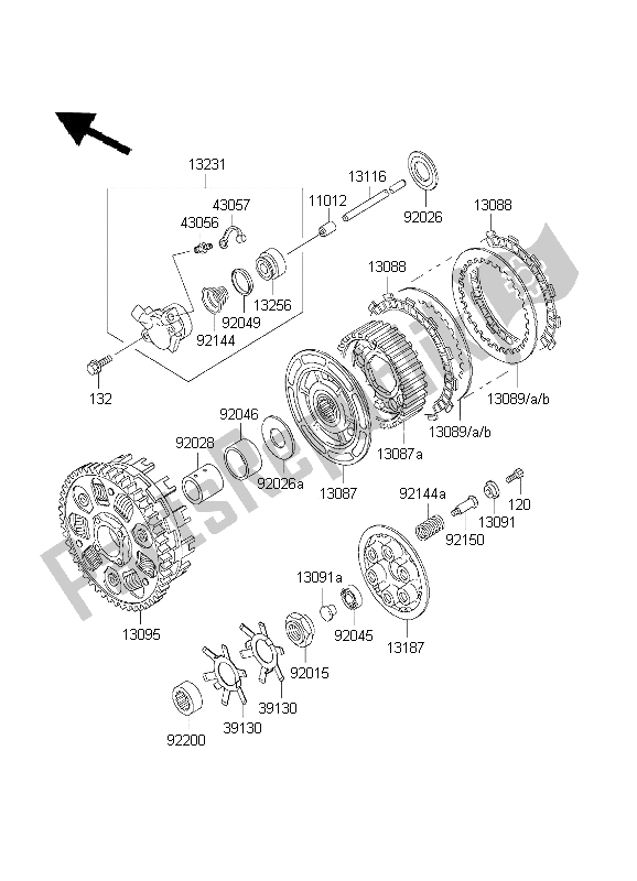 All parts for the Clutch of the Kawasaki Ninja ZX 7R 750 2001