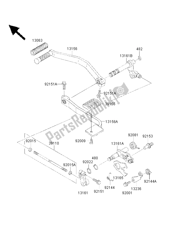 All parts for the Gear Change Mechanism of the Kawasaki VN 1500 Drifter 2002