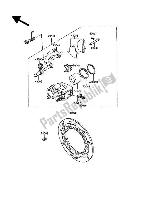 All parts for the Front Brake of the Kawasaki KLR 650 1988