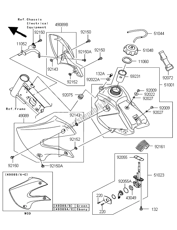 All parts for the Fuel Tank of the Kawasaki KLX 110 2007