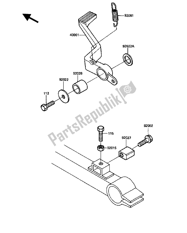 Alle onderdelen voor de Rempedaal van de Kawasaki GPZ 750R 1986
