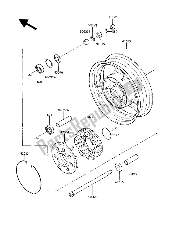 Todas las partes para Buje Trasero de Kawasaki ZL 1000 1988