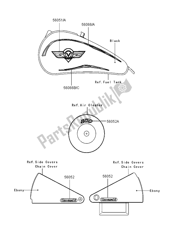 All parts for the Decals of the Kawasaki VN 800 Classic 2006