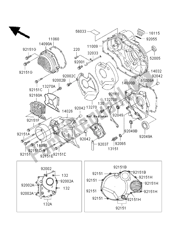 All parts for the Engine Cover of the Kawasaki ZRX 1100 1997