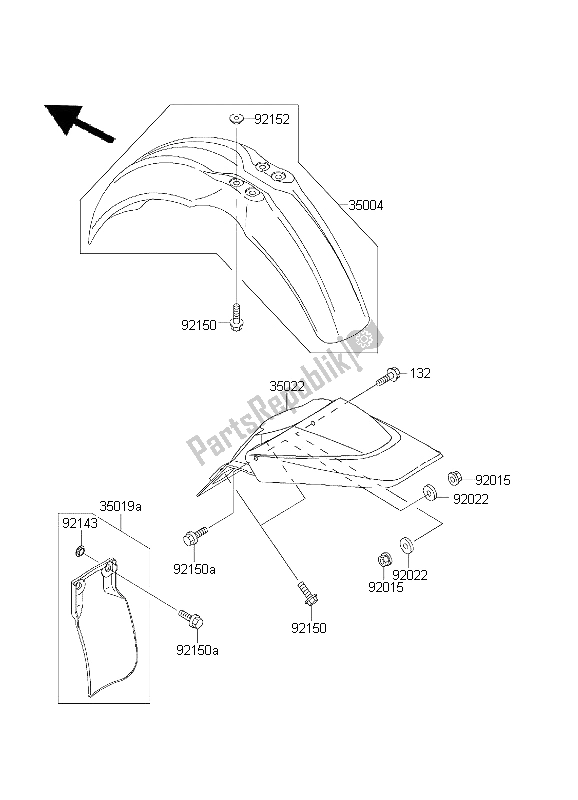 All parts for the Fenders of the Kawasaki KX 65 2003